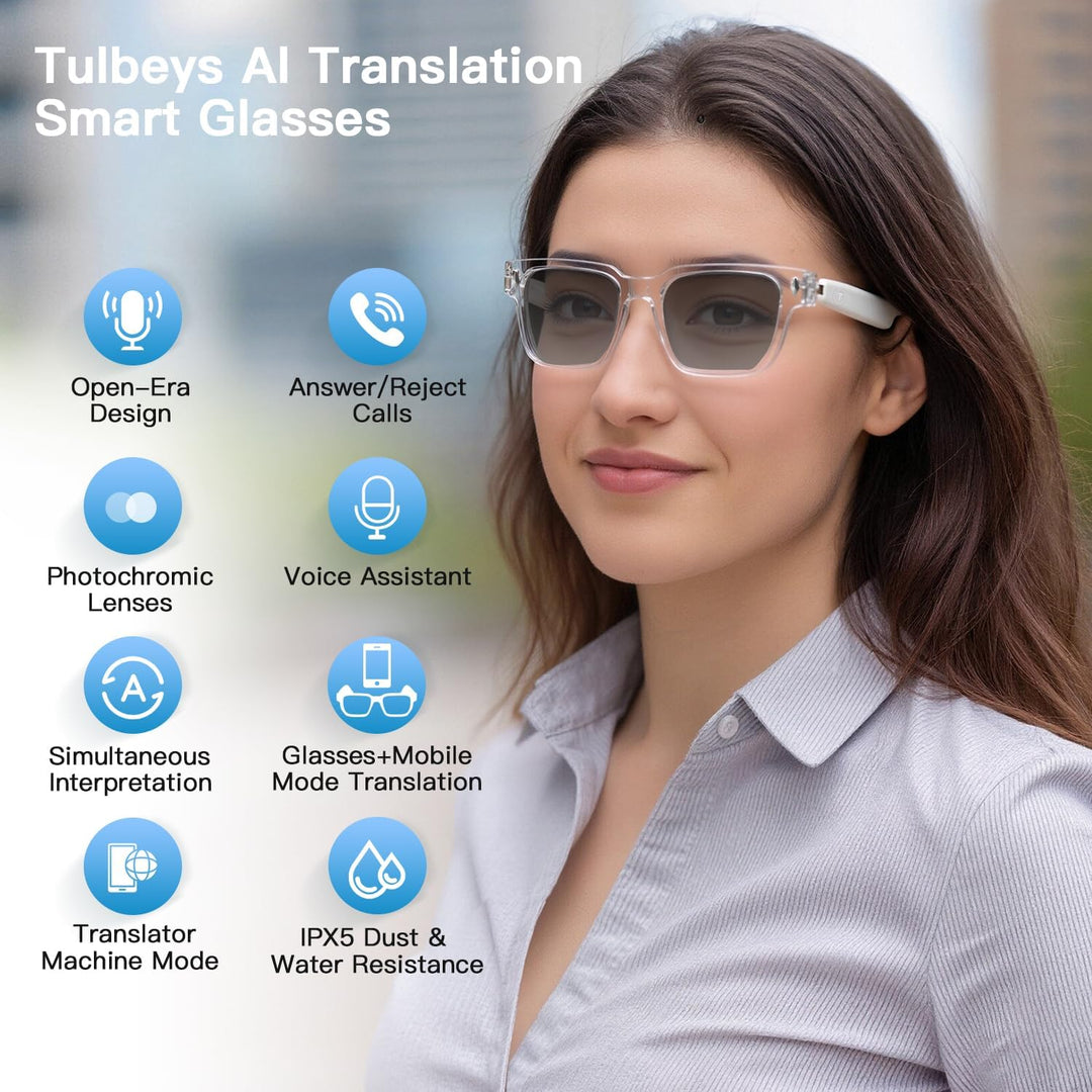 2026 AI Smart Brille Für Reisen, Meetings und Business | 160+ Sprachen, Farbwechsel-Linsen, Integrie