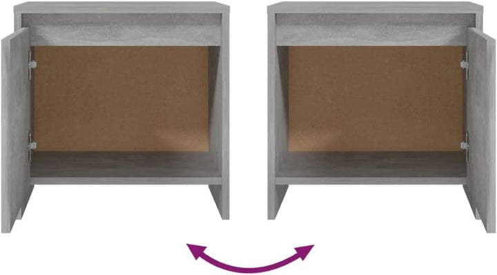 FIRBNUS Bedside Table Nachtkonsole Beistelltisch mit Stauraum Night Stand Nachttische 2er Set Betong