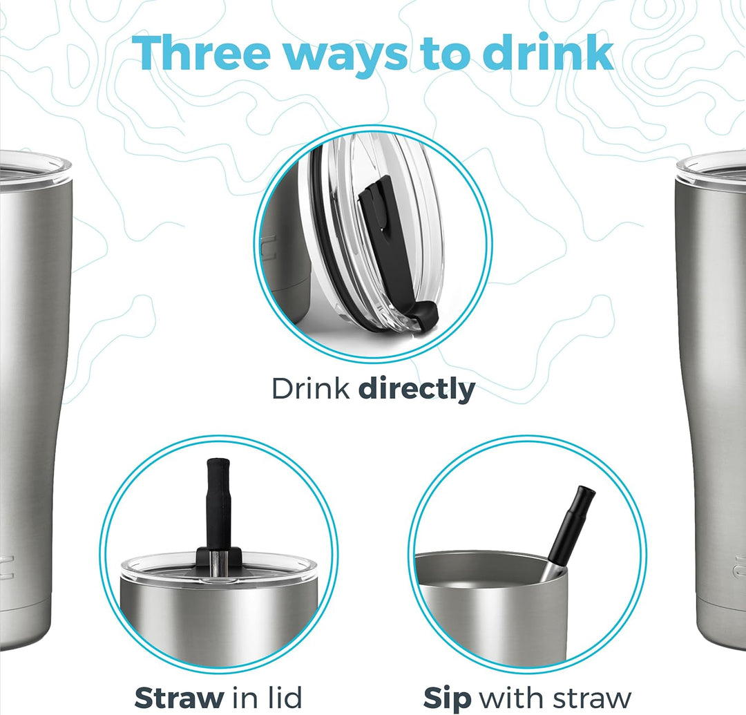 Arctic Tumblers Isolierter Becher mit Strohhalm und Reiniger, 590 ml, hält die Temperatur bis zu 24