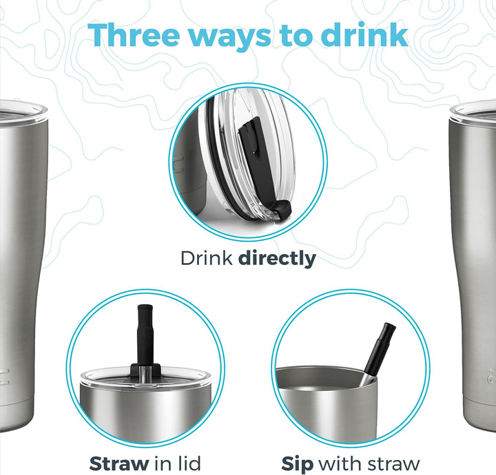 Arctic Tumblers Isolierter Becher mit Strohhalm und Reiniger, 590 ml, hält die Temperatur bis zu 24