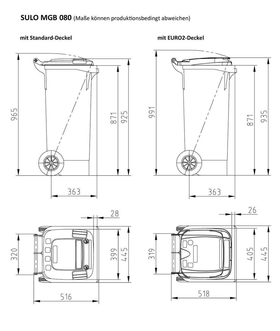 Sulo 80 Liter Mülltonne Grau mit Braunem Deckel MGB 80 Müllbehälter Abfalltonne Made in Germany Extr