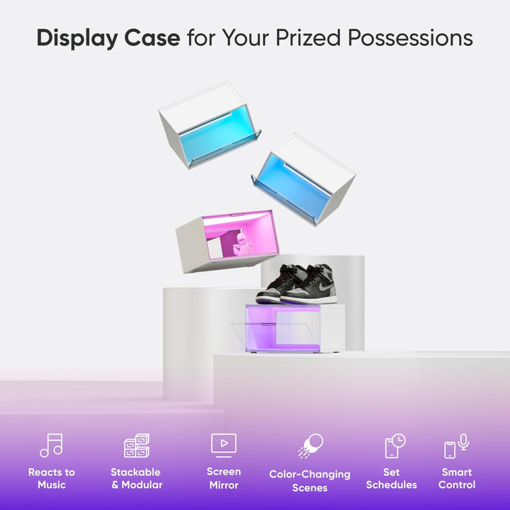 Nanoleaf Smart LED Schuhboxen 4er Starterpack, Stapelbare transparente Vitrinen für Figuren &amp; Dekora