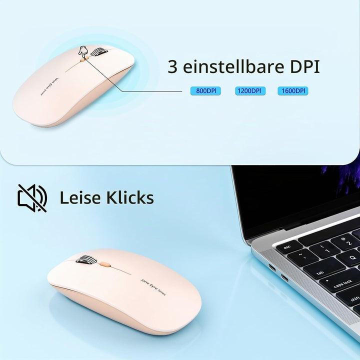 Uiosmuph Q5 Kabellos Maus, Wiederaufladbar Funkmaus 2.4G Leise Funkmaus Ultra Dünn Wireless Computer