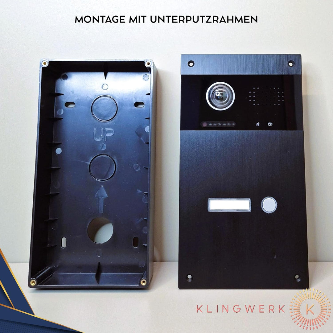 KLINGWERK IC1 Video Türsprechanlage, 2-Draht Technik, Unterputz, 170° Weitwinkel Kamera mit 7 Zoll T