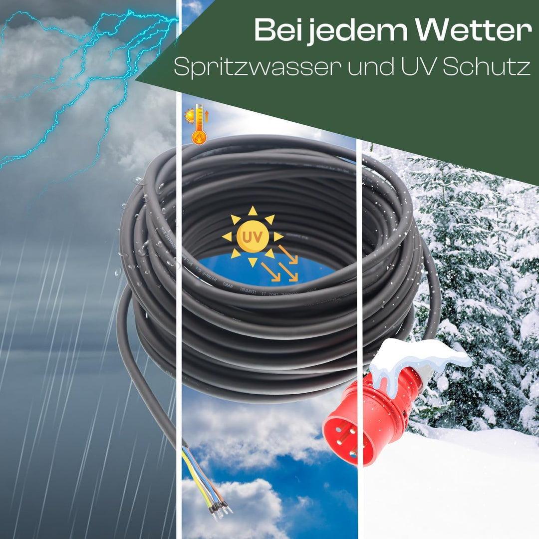 netbote24® CEE Maschinen Anschlussleitung 400V / 16A H07RN-F 5-polig (3P+N+PE) 5x1,5 mm² IP44 2,5-50