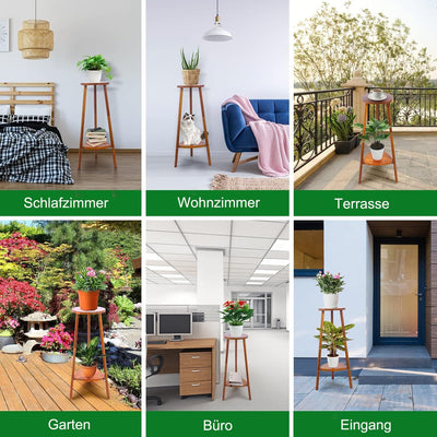 Yedcxup Blumenständer Stabil Blumenständer Holz, 2-stufiger umwandelbarer Pflanzenständer leichter A