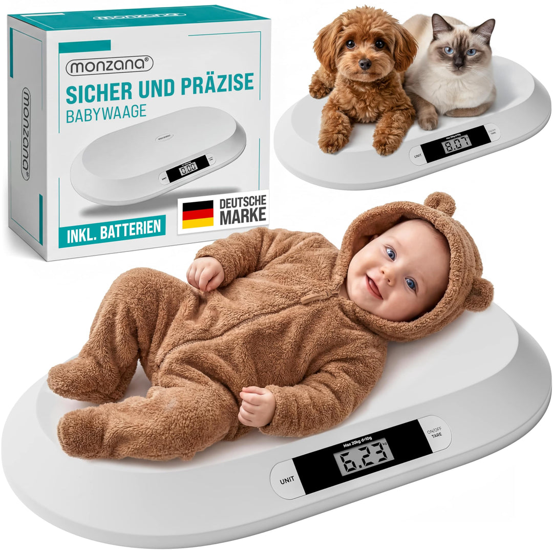 MONZANA® Babywaage Digital bis 20 kg LED Anzeige Abschalt- &amp; Tarierfunktion Kinder Säuglinge Tierwaa