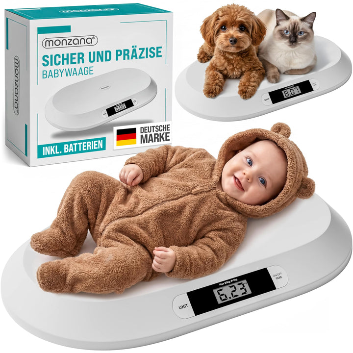 MONZANA® Babywaage Digital bis 20 kg LED Anzeige Abschalt- &amp; Tarierfunktion Kinder Säuglinge Tierwaa
