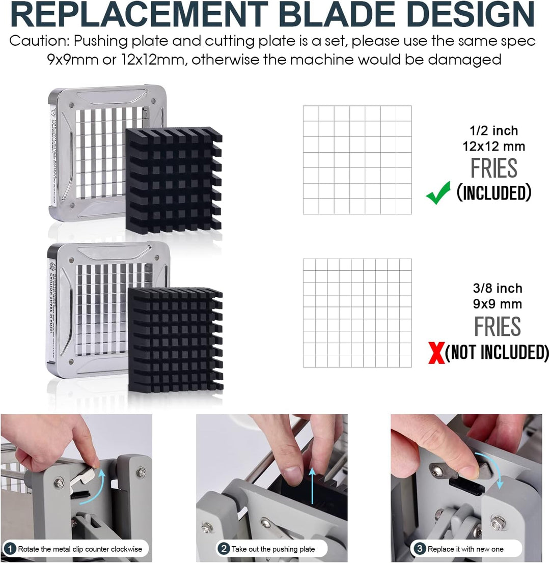 Pommes Frites Schneider, Sopito Pommesschneider Edelstahl Professioneller French Fries Cutter mit 12