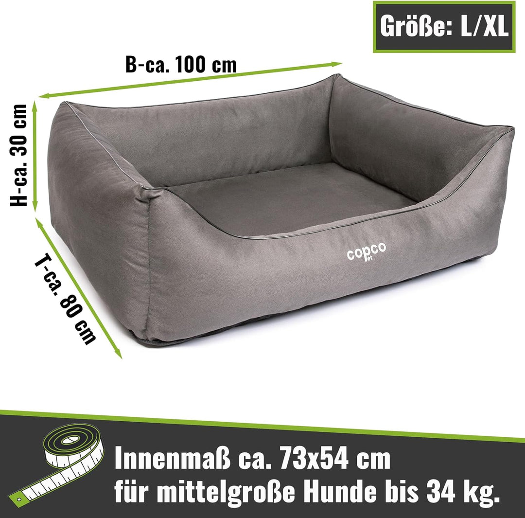 Orthopädisches Hundebett mittelgrosse Hunde【waschbar &amp; rutschfest】Hundekorb XL Kunstleder in Wildled