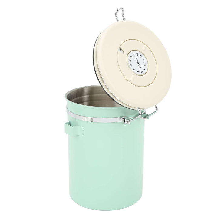 Kaffeedose, Einwegventil, Dualer, Mintgrüner Lebensmitteldose, Datumsrad, Haushalts-Edelstahl (1,8 L