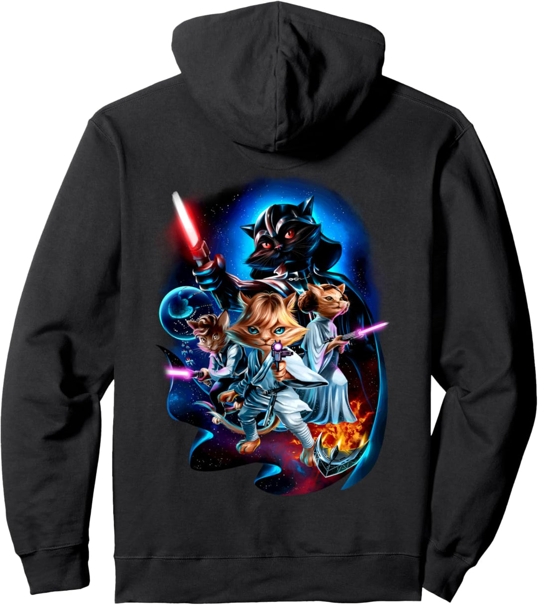 Katzenkampf im Weltraum und in der Galaxie Pullover Hoodie
