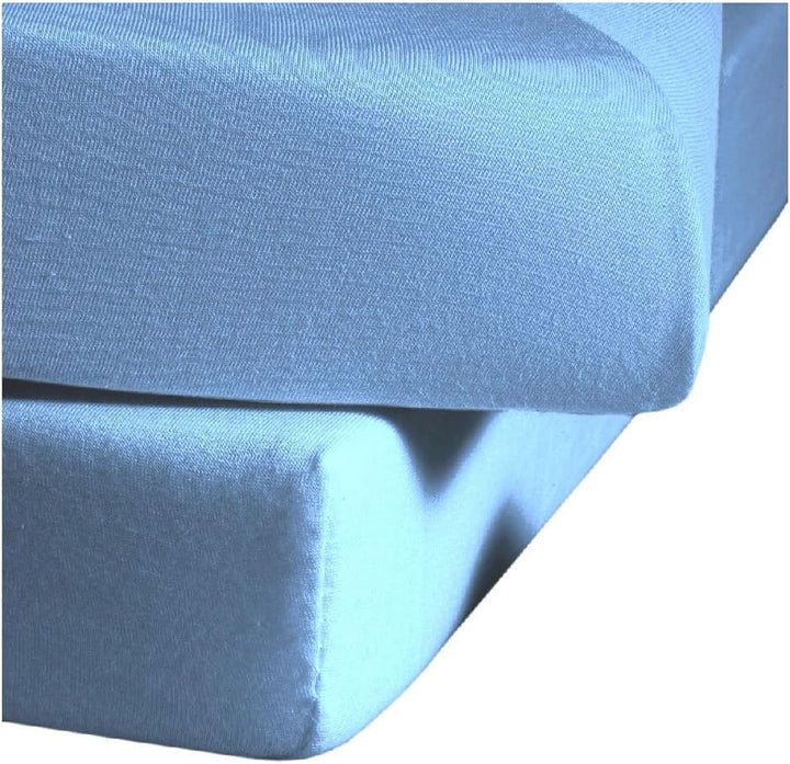 fleuresse Comfort Spannbettlaken, 96% Baumwolle, 4% Elasthan, Mittelblau, 200 x 200 cm 200 x 200 cm