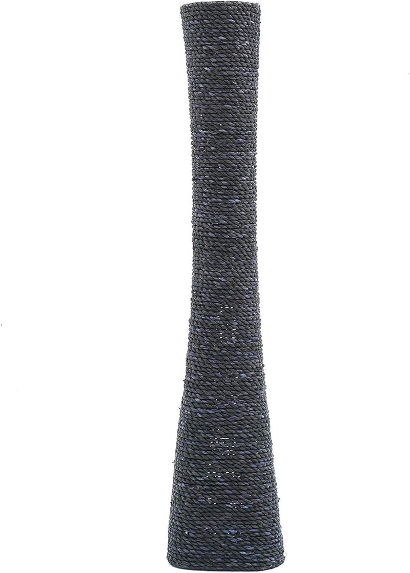 Leewadee Bodenvase für Dekozweige hohe Standvase Design Holzvase, Wasserhyazinthe, 90 cm, Schwarz 90