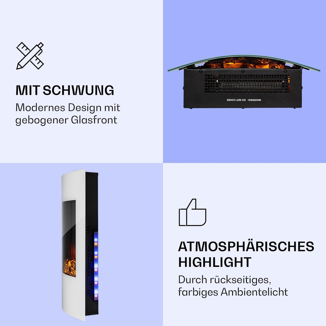Klarstein Elektrokamin, Elektro Heizungen für Wohnzimmer & Innenräume, Elektrischer Kamin mit LED Fl