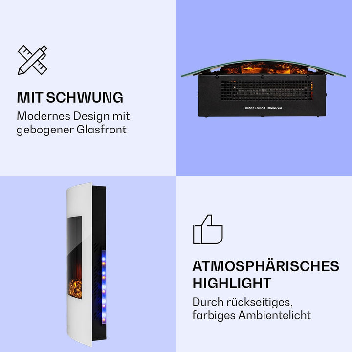 Klarstein Elektrokamin, Elektro Heizungen für Wohnzimmer & Innenräume, Elektrischer Kamin mit LED Fl