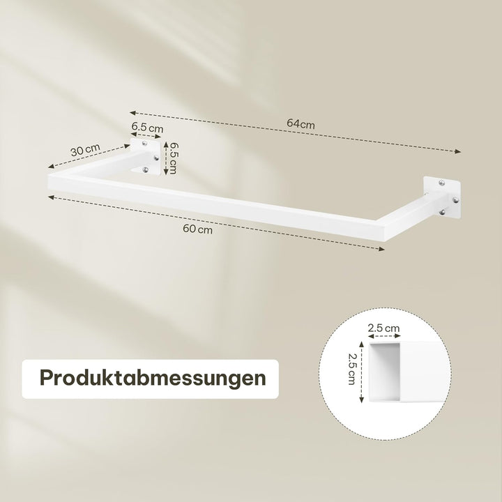 Kleiderstange Wandmontage, Garderobe Rohr industrial, für Flur Küche Wohnzimmer Badezimmer, 64 cm, W