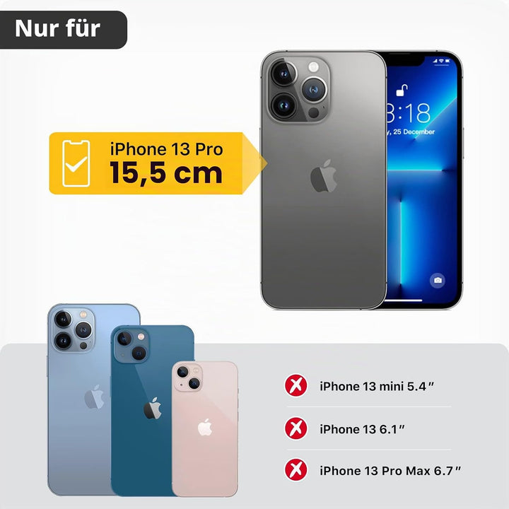 GOODVISH 3 in 1 Handykette für iPhone 13 Pro 6,1", mit 2 Stück Schutzfolie | 360°-Schutz | Kamerasch