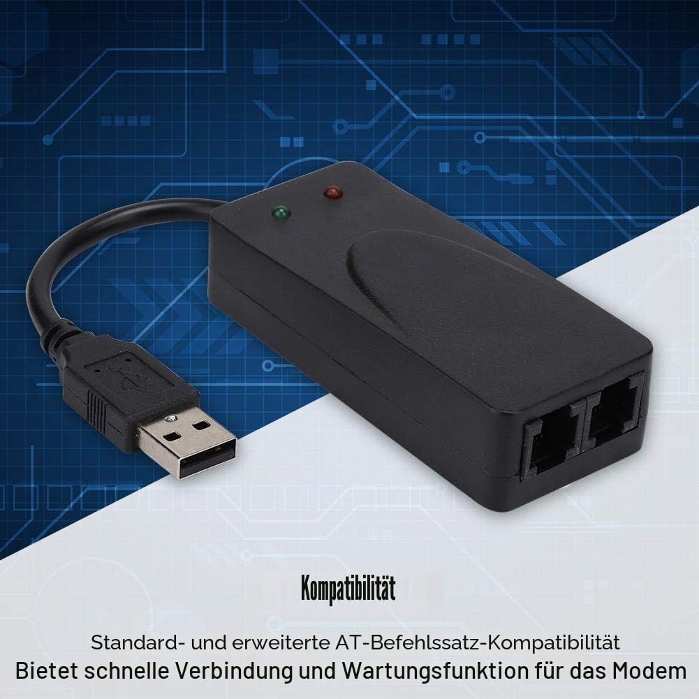 ASHATA Faxmodem 56K,Dual Port USB2.0 56K Externes Faxmodem USB Modem für 98/2000/ME/XP/Vista/CE5.0/1