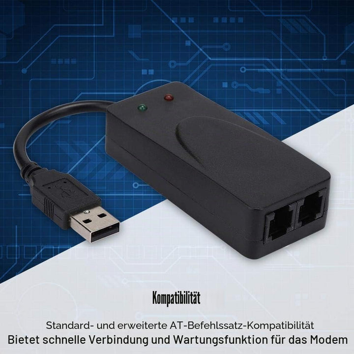 ASHATA Faxmodem 56K,Dual Port USB2.0 56K Externes Faxmodem USB Modem für 98/2000/ME/XP/Vista/CE5.0/1