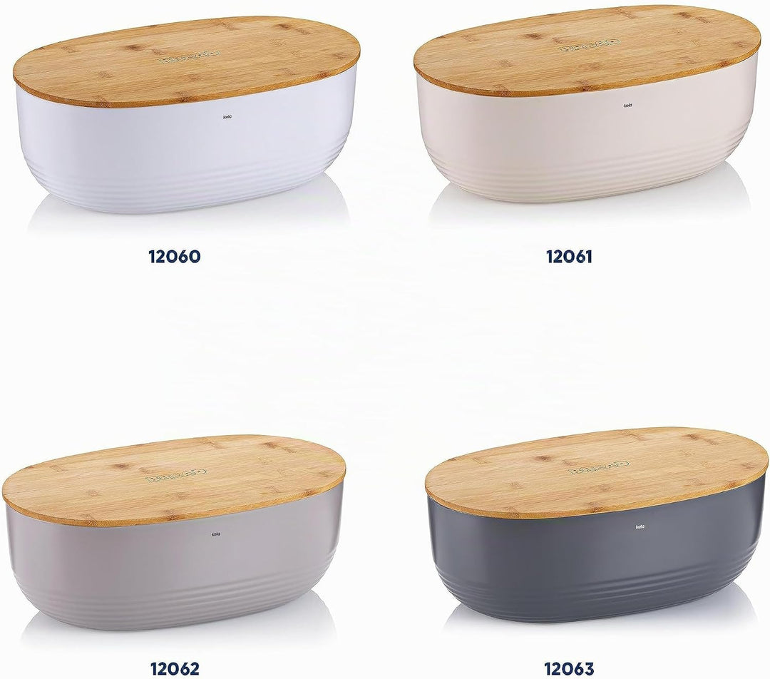 Kela 12061 Brotkasten, Schale mit Deckel, Kunststoff/ Bambus, 37,5 x 23 x 14 cm, Namur, Beige
