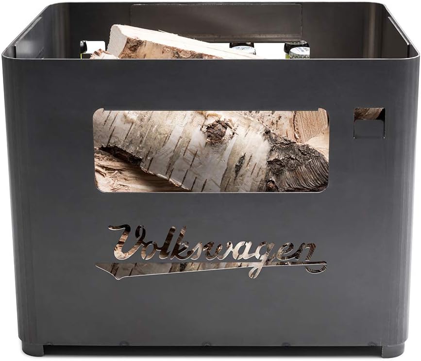 BRISA VW Collection - Volkswagen Feuer-Korb-Grill-Schale aus Cortenstahl in Getränkekistenform Multi