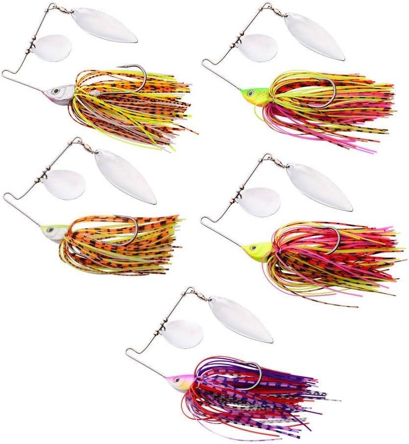 Chatterbait Set 5 Stück in Box 15g | Chattbait Hecht & Barsch Köder Set | Angel Kunstköder Hechtköde