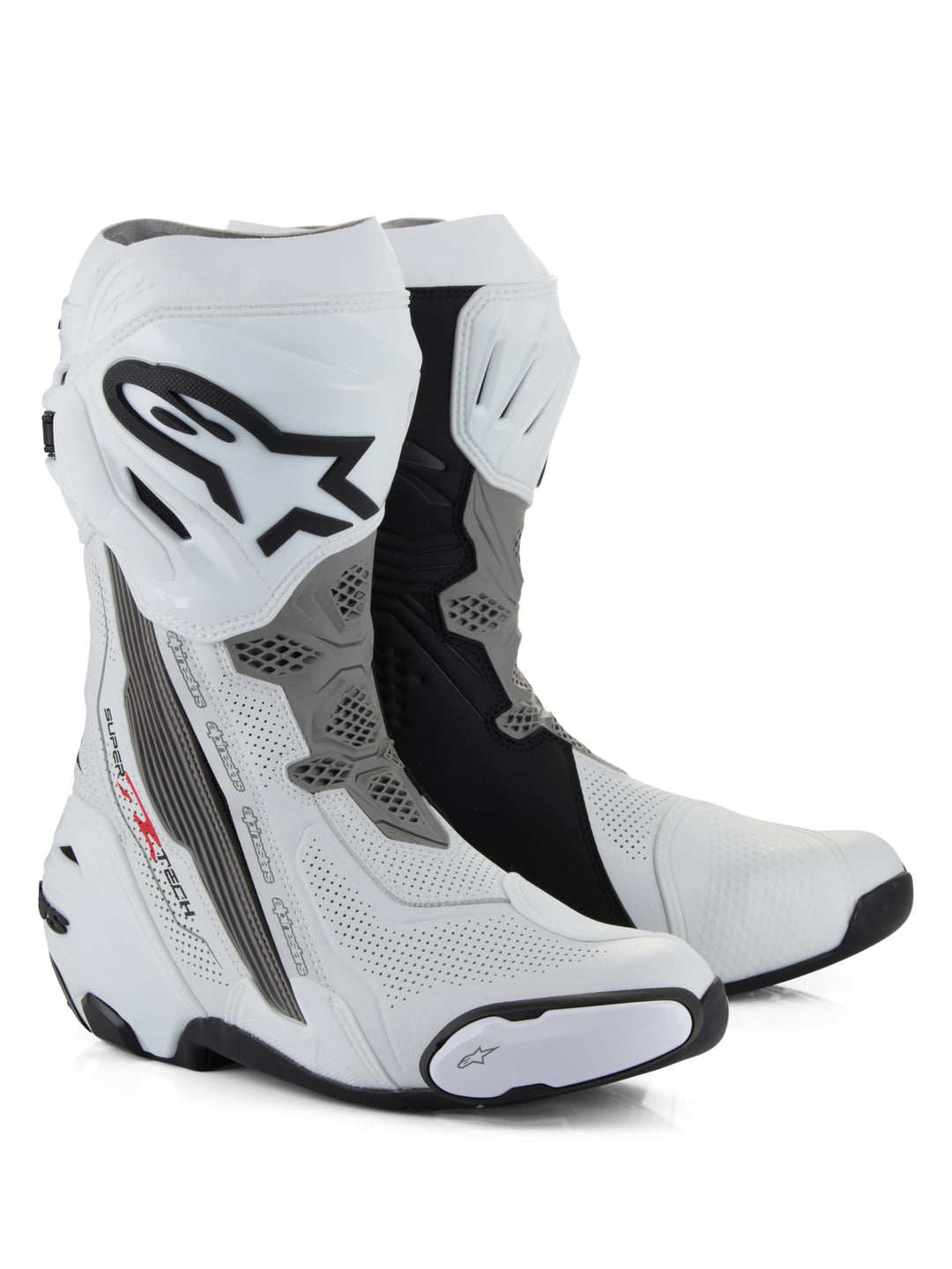Alpinestars Racing Motorradstiefel Supertech R Vented Boots White, 47 EU, 47 EU White Mid Gray Black