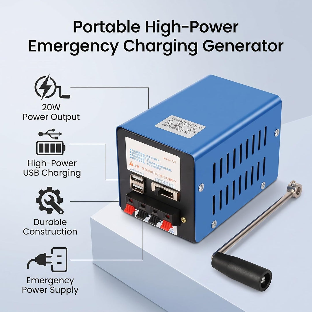 Kurbelgeneratoren Handkurbel-Generator 20W 2000 U/min Tragbarer USB Ladenotfall-Dynamotor für Outdoo