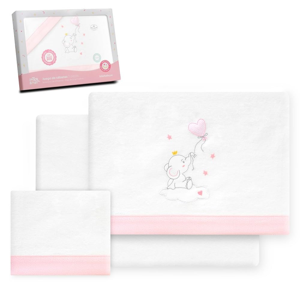 Interbaby Bettwäsche-Set für Kinderbett, 60 x 120 cm, 100% Baumwolle, warm, weich, inklusive Spannbe