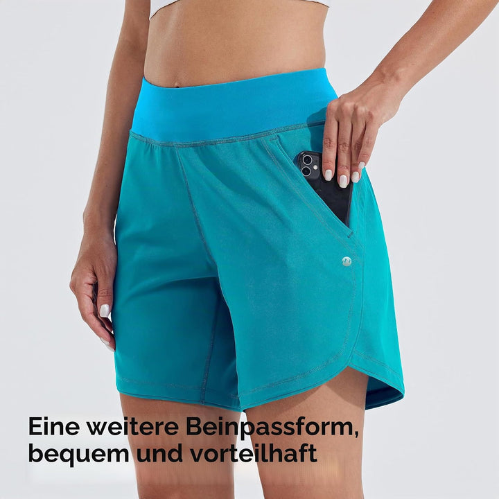 WILLIT Badeshorts Damen Badehose Schwimmen Boardshorts Schnelltrocknend Sommer Bikini Shorts High Wa