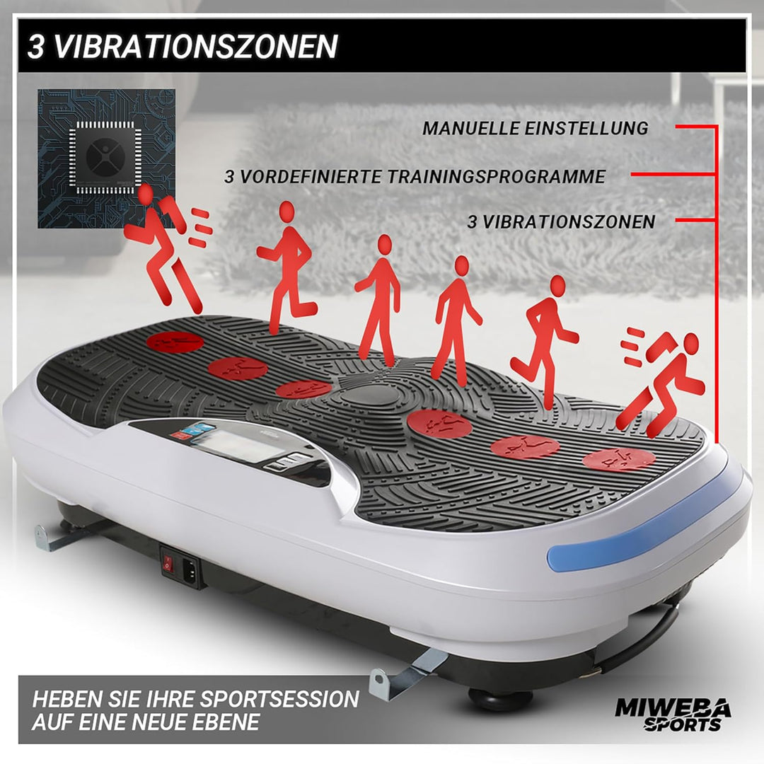 Miweba Sports Fitness 4D Wave Vibrationsplatte MV300 | 3 Jahre Garantie - 800 Watt - Armband Fernbed