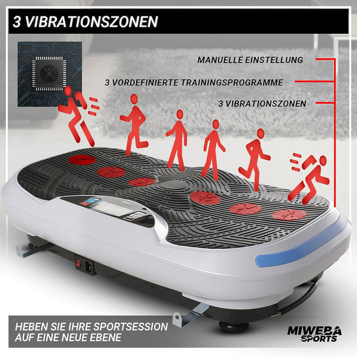Miweba Sports Fitness 4D Wave Vibrationsplatte MV300 | 3 Jahre Garantie - 800 Watt - Armband Fernbed