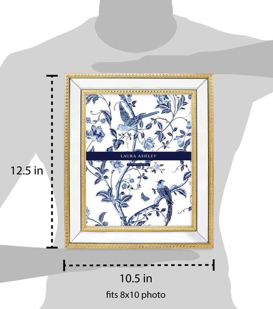 Laura Ashley Bilderrahmen, 20,3 x 25,4 cm, goldfarben, verspiegelt, mit Perlenrand, zur Wandmontage,