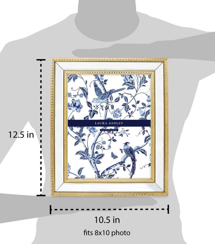 Laura Ashley Bilderrahmen, 20,3 x 25,4 cm, goldfarben, verspiegelt, mit Perlenrand, zur Wandmontage,