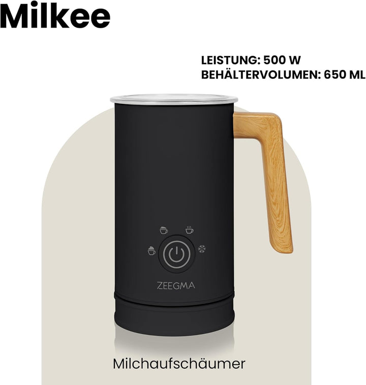 ZEEGMA MILKEE Milchaufschäumer Leistung 500 W Kapazität 650 ml Aufschäumen von warmer und kalter Mil