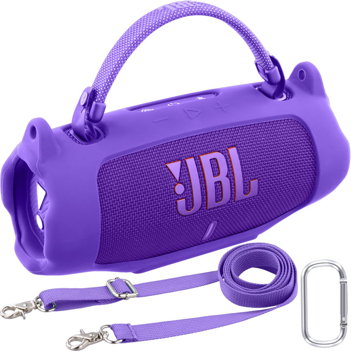 Khanka für JBL Charge 6 Silikon-Schutzhülle mit abnehmbarem Schultergurt & Utility-Haken, Flexible w