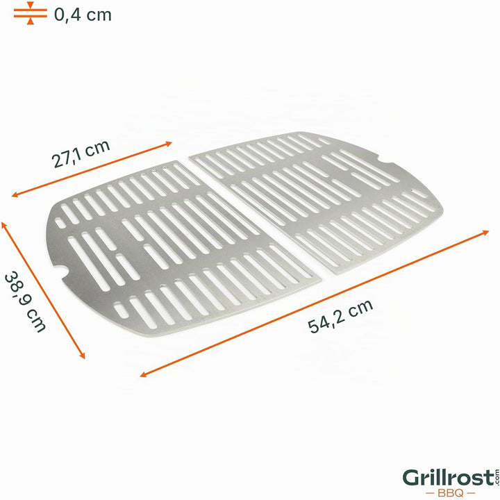 Edelstahl INOX Grillroste für die Weber Q200/2000 Baureihe | spülmaschinenfest - Set aus 2 Hälften G
