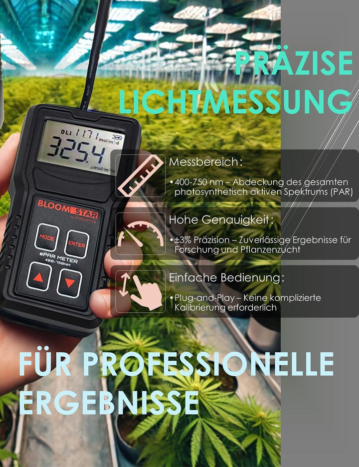 by Crescience ePAR-Meter Quantum-Sensor für Belichtungsmessung, 400-750nm, Präzise Messung der photo
