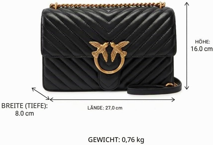 Pinko Damen Love One Classic Sheep Napp Liebe EINEN KLASSISCHEN DC-SCHAFNAPP Z99q_nero-antique Gold,
