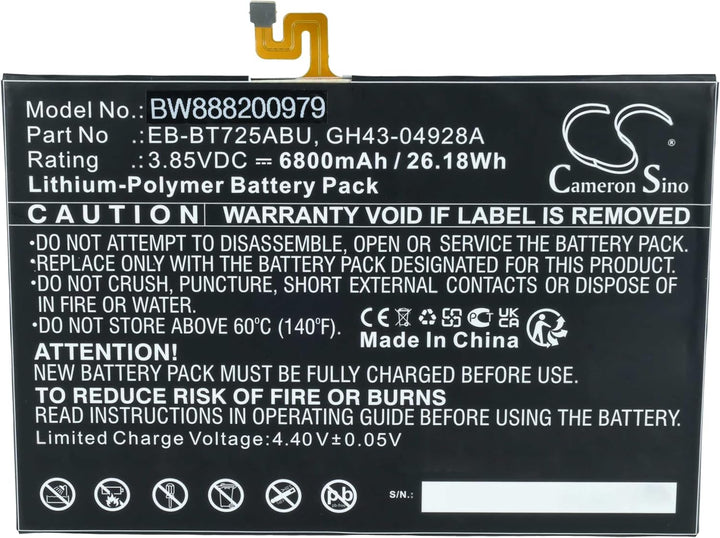 vhbw Akku kompatibel mit Samsung Tab S6 Lite Tablet Pad (6800 mAh, 3,85 V, Li-Polymer)