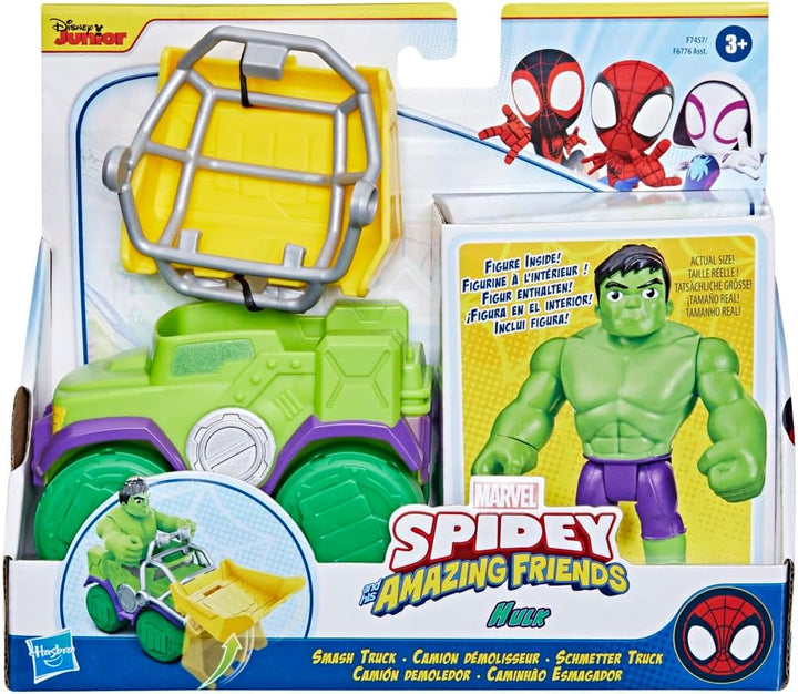 SPIDEY AND HIS AMAZING FRIENDS Marvel Hulk Schmetter Truck, Action-Figur mit Fahrzeug und Accessoire