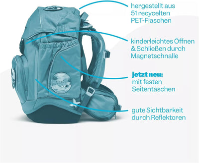 ergobag Pack Schulranzen-Set 6tlg. inkl. Klettie-Set Super ReflektBär - Schwarz Einheitsgrösse