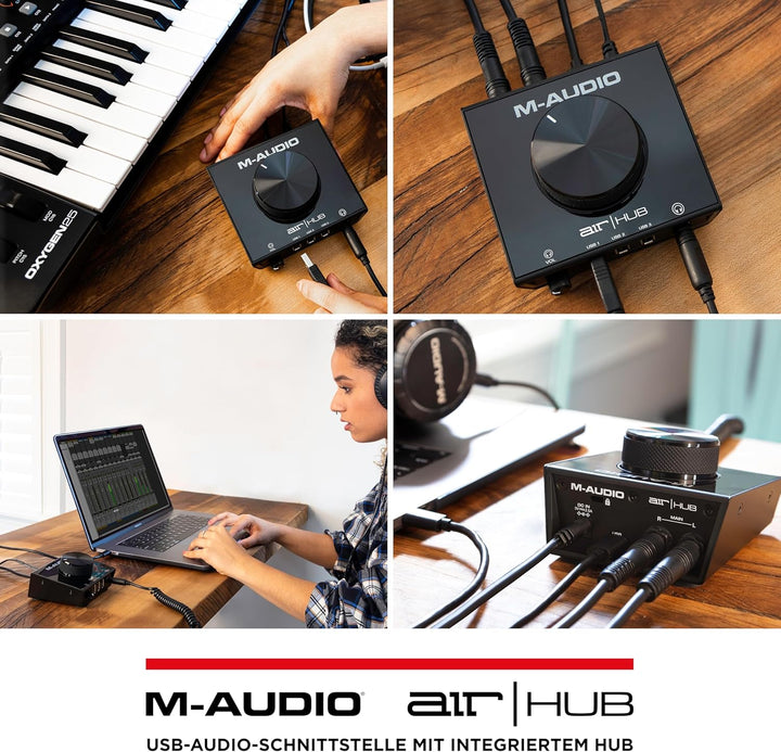 M-Audio AIR|HUB - USB / USB-C Desktop Monitoring Interface mit integriertem 3-Port Hub und Software