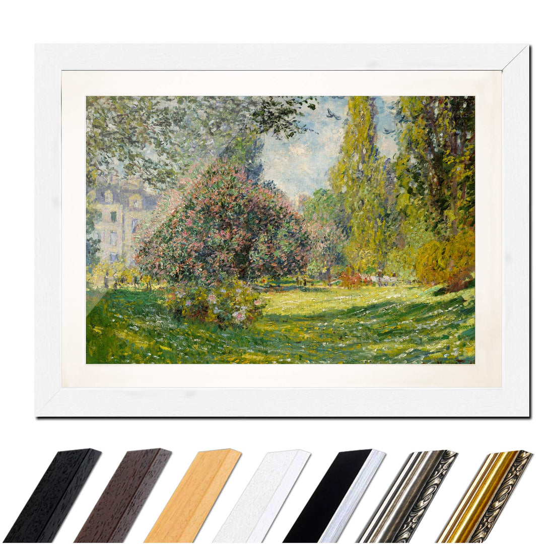 Bild mit Rahmen - Claude Monet Parc Monceau 30x20 cm ca. A4 - Gerahmter Kunstdruck inkl. Galerie Pas