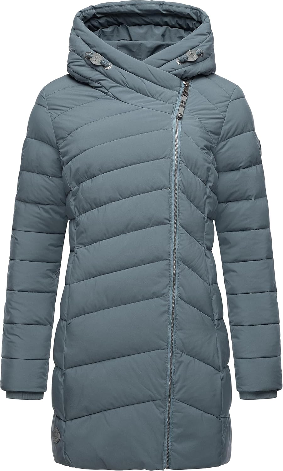 Ragwear Damen wasserdichter Regenmantel Wintermantel warm gefüttert Steppmantel lang mit Kapuze Teel
