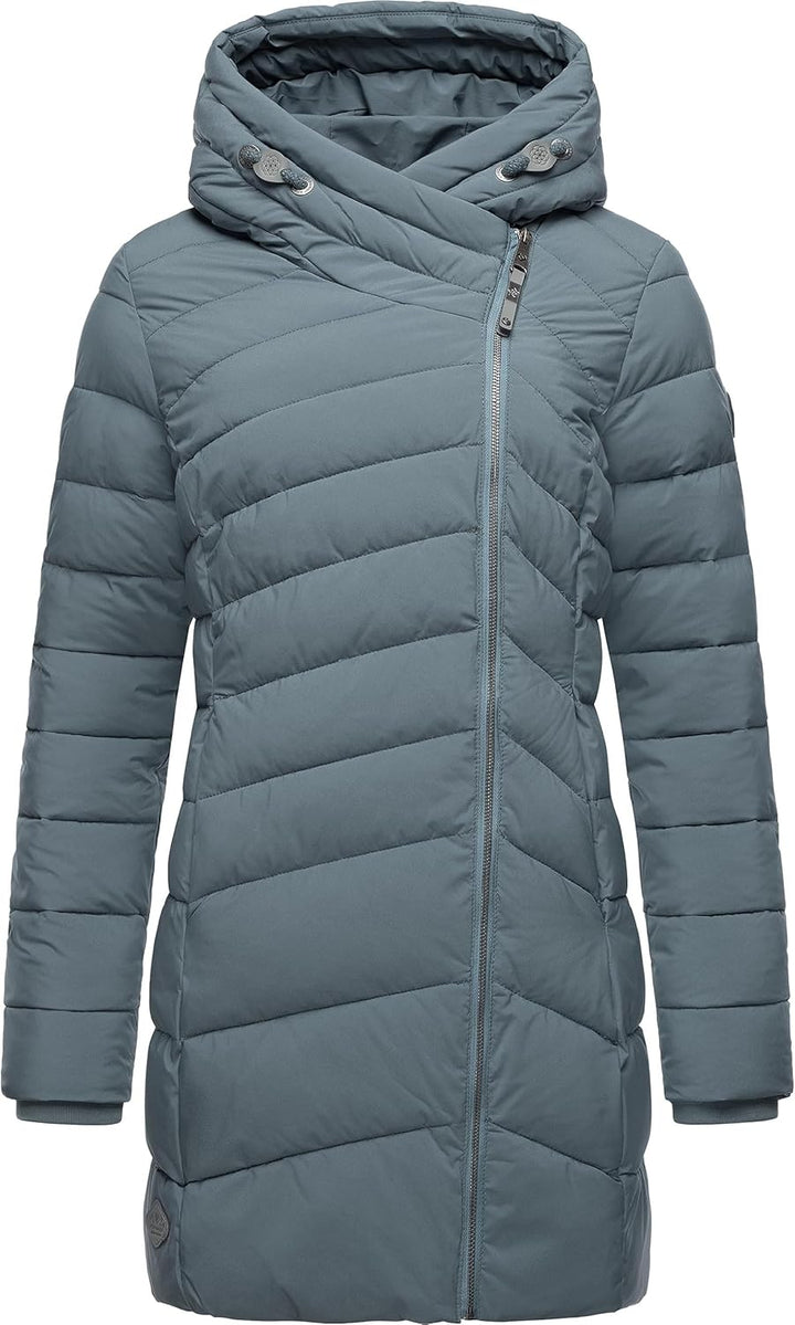 Ragwear Damen wasserdichter Regenmantel Wintermantel warm gefüttert Steppmantel lang mit Kapuze Teel