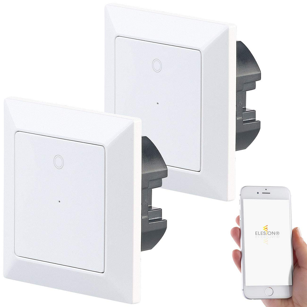 Luminea Home Control Elesion Schalter: 2er-Set WLAN-Lichttaster, App, komp. zu Siri, Alexa & Google