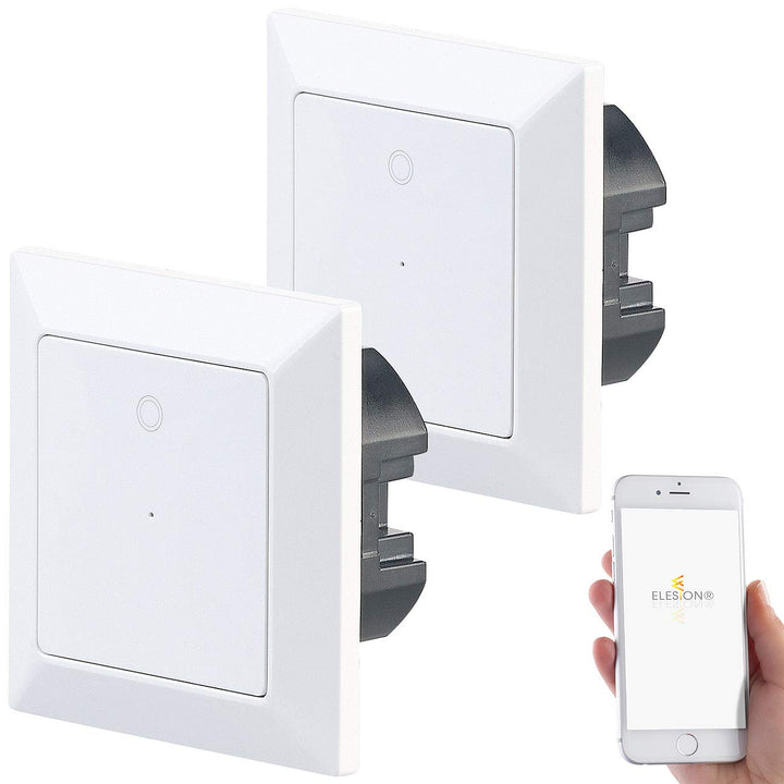 Luminea Home Control Elesion Schalter: 2er-Set WLAN-Lichttaster, App, komp. zu Siri, Alexa & Google