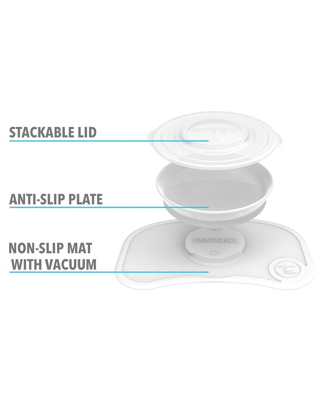 Twistshake Click Mat 38x25 cm Tischset und Versiegelt Kinder Teller mit PP und Silikon für Baby Esse